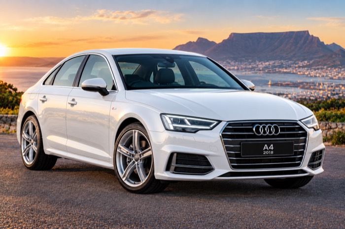Audi A4, executive sedan, white